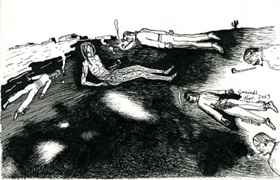 Norbert Gmeindl, Ohne Titel,  Tusche auf Papier, Galerie Altnder Salzburg